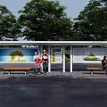 Modern Platform Simple Bus Station 3d model