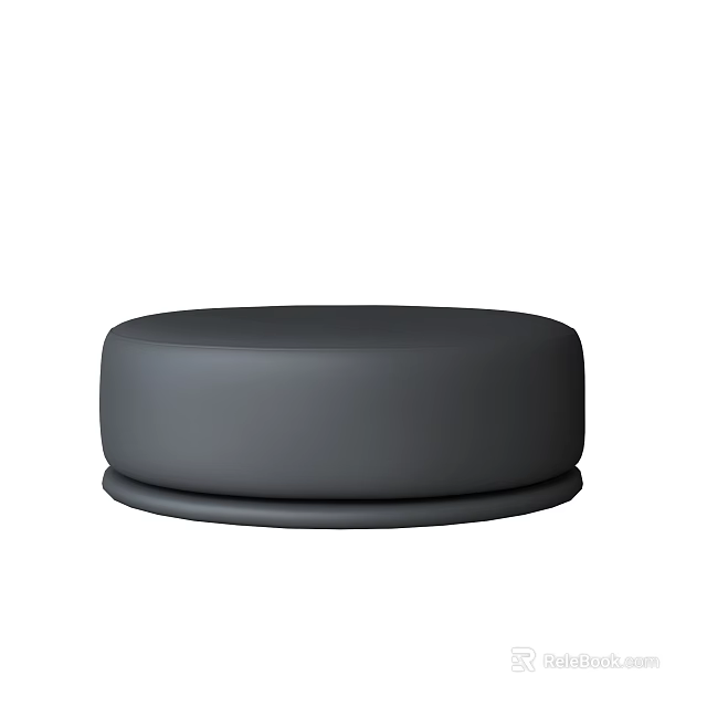 Black Round Footstool With Modern Design Soft Cushion And Sturdy Base 3d model