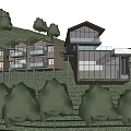 Modern Mountain View Boutique Guesthouse With Sloped Roofs Wooden Balconies And Greenery