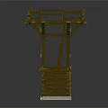 Wooden Architectural Tower Structure With Observation Deck Railing And Stairs On White Base 3d model