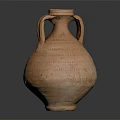 Ancient Clay Amphora With Two Handles And Decorative Textured Surface 3d model