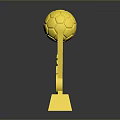 Golden Trophy Shaped Furniture Decor With Soccer Ball Design And Badge