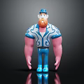Stylized Cartoon Character With Blue Hat Red Beard Blue Outfit White Patterns Pink Arms
