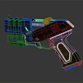 Futuristic Sci Fi Weapon Pistol With Blue Illuminated Accents And Sleek Metallic Design