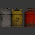 Vintage Colored Gas Cylinders Silver Yellow Red Fuel Storage Equipment