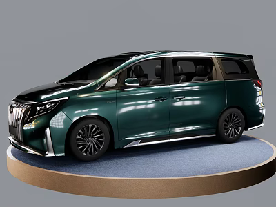 Green Modern Luxury MPV Car With Sleek Exterior On Display Platform 3d model
