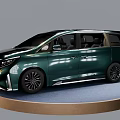 Green Modern Luxury MPV Car With Sleek Exterior On Display Platform