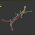 Aerial View Of Tram Crossing Railway Tracks With Two Trams In Urban Scene