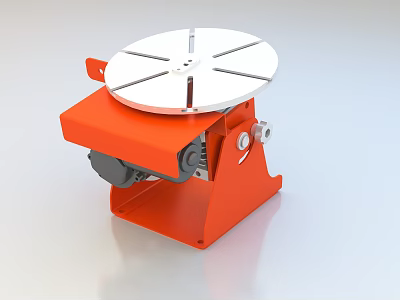 Orange Industrial Equipment With Round White Turntable And Motorized Sturdy Base 3d model