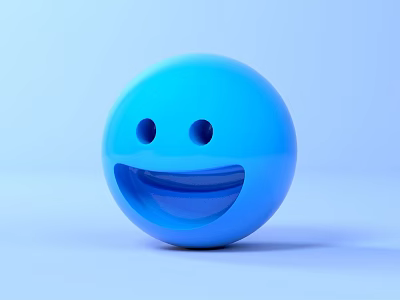 Cartoon Style Blue Smiling Face Game and Movie Character With 3D Sphere Design 3d model