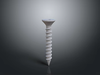 White Threaded Metal Screw with Phillips Head on Dark Background 3d model