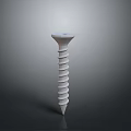 White Threaded Metal Screw with Phillips Head on Dark Background 3d model