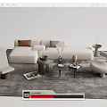 Quiet Sofa Tea Table Combination Sofa Coffee Table 3d model
