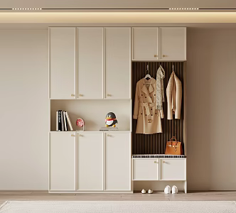 French Cream Style Shoe Cabinet 3d model