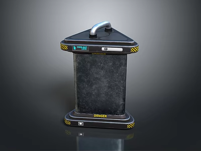 Modern Black Trash Bin With Yellow Warning Stripes Silver Handle Digital Display And SYNERGY Logo 3d model