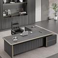 Light Luxury Office Desk and Chair Manager Room Single Side Cabinet Boss Table Top Desk 3d model