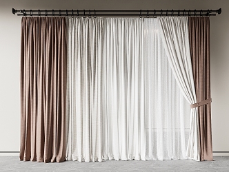 modern curtain fabric curtain gauze curtain fabric curtain 3d model