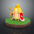 Banana King Character With Golden Crown Red Cape And Scepter On Green Grass