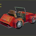 Red Pixel Art Convertible Car With Open Top And Brown Seats
