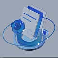 Modern 3D Smart Device With Blue White Design Transparent Panel And Function Icons 3d model