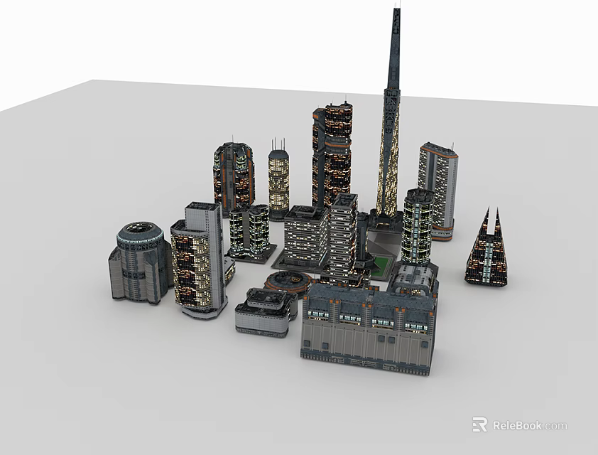 Future Architecture Urban Models Featuring Skyscrapers And Unique Design Elements 3d model