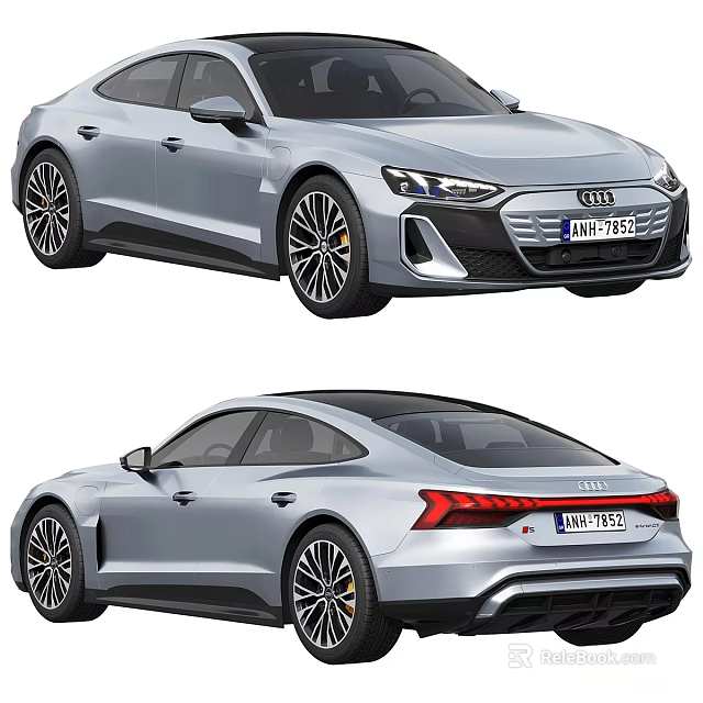 Silver Audi Car Front And Rear View Design With Modern Features 3d model 
