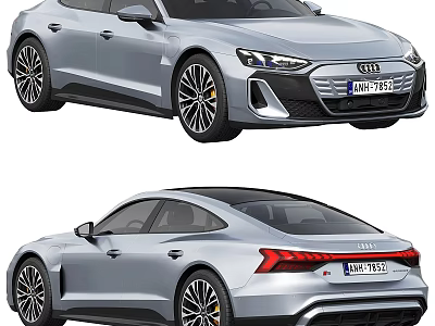 Silver Audi Car Front And Rear View Design With Modern Features 3d model