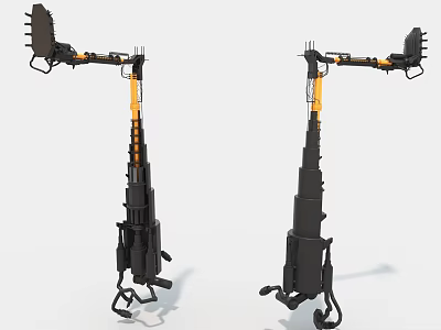 Industrial Equipment Mechanical Arm With Telescopic Boom Black Yellow Structure Support Base 3d model
