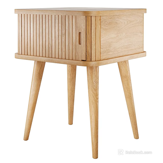 Wooden Desk With Vertical Slat Front Panel And Tapered Legs Design 3d model 