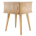 Wooden Desk With Vertical Slat Front Panel And Tapered Legs Design