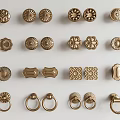 Various Gold Decorative Cabinet Handles And Drawer Pulls In Different Styles 3d model