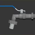 Stainless Steel Household Water Valve with Blue Handle and Metallic Body Design