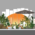 Modern Meichen Window Display Point Exhibition Area Activity Device Commercial Landscape Small Scene Material Sunset Meichen Activity Material Plant Pin Area 3d model