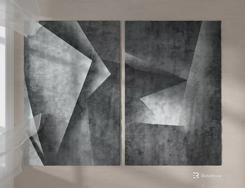 Modern Square Rugs With Geometric Patterns In Gray Textured Design For Interior Decor 3d model