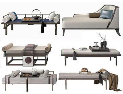 New Chinese Style Bed End Stool Foot Stool 3d model