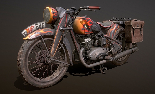 Motorcycle Non-Motor Vehicle Old Motorcycle 3d model