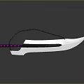 Decorative Sword With Sharp Long Blade Red And Black Handle And Hanging Chain
