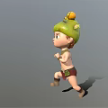 Fantasy Child Character With Green Headdress Yellow Decorations And Leaf Details Running