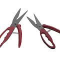 Industrial Scissors With Red Handles And Spring Mechanism For Industrial Cutting Applications