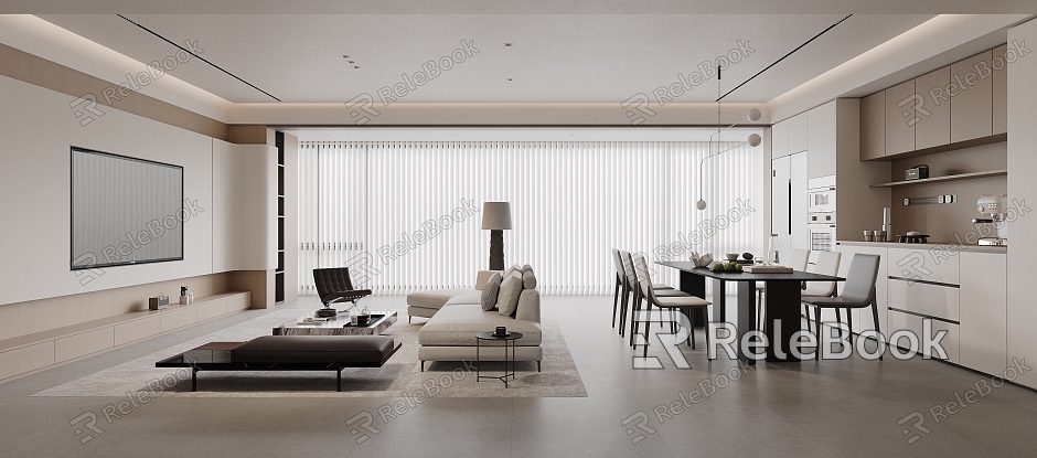 Modern Minimalist Restaurant Sofa Coffee Table Combination Nakajima Table and Chair Combination Sofa Background Wall Large Horizontal Hall Guest Restaurant Curtain Dream Curtain model