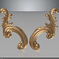 Golden Ornate Decorative Brackets With Intricate Floral Scroll And Leaf Patterns 3d model