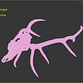 Realistic White Deer Skull With Large Antlers Displayed On Dark Reflective Background