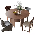 Modern Dining Table and Chair Combination Dining Chair Round Dining Table 3d model