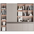 Modern Bookcase Interior Design With Open Shelves Cabinets And Decorative Books Ornaments