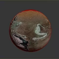 Colorful Planet Surface With Textured Terrain Glowing Blue Regions And Icy Patches