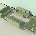 Green Sectional Sofas With Various Designs For Modern Living Room Interior 3d model