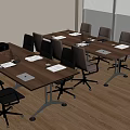 Modern conference table and chair combination 3d model