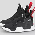 Black High Top Shoes with Red Collar Accents White Soles and Zipper Closure