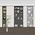 Modern Integrated Bookcase Interior With Books Decorative Items And Green Plants