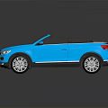 Blue Convertible SUV Car With Open Roof Modern Design And Shiny Silver Wheels